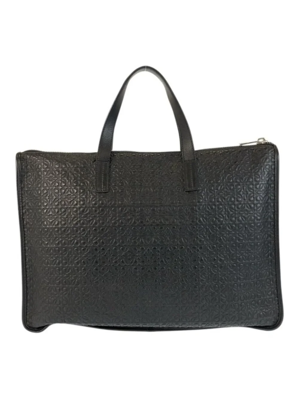 Loewe Repeat Anagram Black Silver Leather Business Briefcase